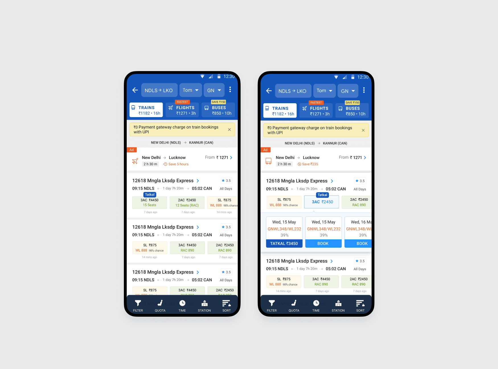 ixigo SRP Redesign